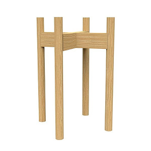 Mid Century Wooden Plant Stand / Pot Holder with Adjustable Width, Beige, H38 cm