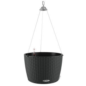 LECHUZA NIDO Cottage 35 Granite Self-watering Hanging Planter Plant Pot with Substrate and Water Level Indicator D35 H23 cm, 11L