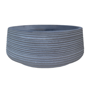 IDEALIST | Large Ribbed Stone Grey Light Concrete Garden Bowl Planter, Outdoor Plant Pot by IDEALIST Lite H18 D43 cm, 26L