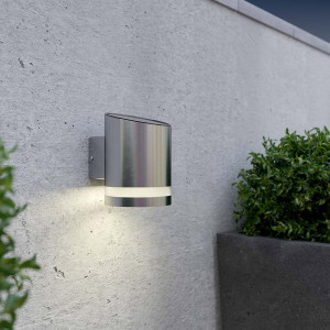 Truro Premium Silver Solar Wall Lights Outdoor, Warm White Colour, 40lm, 4000K, IP44