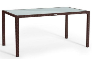 LECHUZA Dining Table with Glass Plate Mocha W160 L90 H75 cm