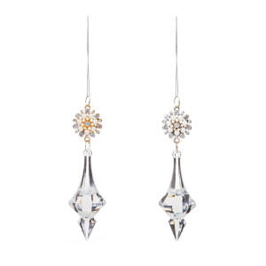 Christmas Tree Decor Diamante with Pearl Drop Trim, Set of 3, Clear, H13 cm by Premier Decorations