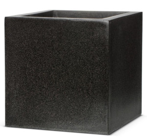 Square Fiberstone Contemporary Black Planter by Cadix Capi Lux H60 L60 W60 cm Large, 216L