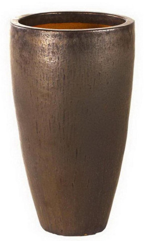 Ceramic Sepia Round Tall Large Brown Planter Pot D41 H69 cm, 91L