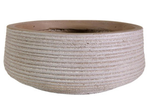 IDEALIST | Large Ribbed Taupe Light Concrete Garden Bowl Planter, Outdoor Plant Pot by IDEALIST Lite H12 D31 cm, 9L