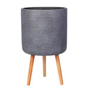 IDEALIST | Honeycomb Style Grey Cylinder Planter with Legs, Round Indoor Plant Pot Stand for Indoor Plants by Idealist Lite D37.5 H65 cm, 32.7L