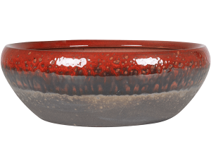 Amora Bowl Black/Red Glazed Clay Medium H13 D38 cm Planter, 5L