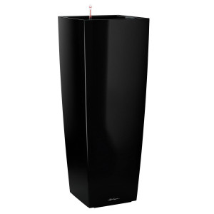 LECHUZA CUBICO ALTO Black High-gloss Poly Resin Floor Self-watering Planter with Substrate and Water Level Indicator H105 L40 W40 cm, 168L