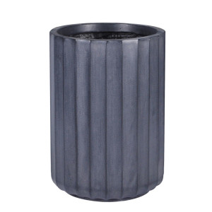 IDEALIST | Modern Ribbed Black Cylinder Garden Round Planter, Outdoor Plant Pot by Idealist Lite D36 H49.5 cm, 50L