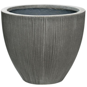 IDEALIST | Round Fiberstone Ribbed Large Black D41.5 H35 cm Planter by Idealist Premium JESSLIN, 47L