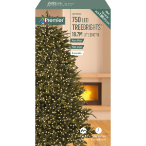 750 LED Bulbs Multi Action TREEBRIGHTS Christmas Garland with Lights Warm White, Indoor/Outdoor, For 6ft Tree by Premier Decorations