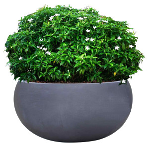IDEALIST | Classic Smooth Dark Grey Garden Bowl Planter, Outdoor Plant Pot by Idealist Lite D55 H26 cm, 62L