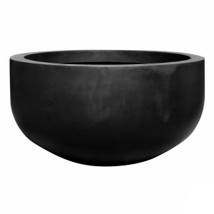 Round Fiberstone City Bowl Large Black D110 H60 cm Planter by Idealist Premium, 570.2L