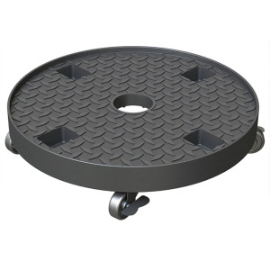 Heavy Weight Recycled Plastic Plant Caddy on Wheels, Black, D35 cm