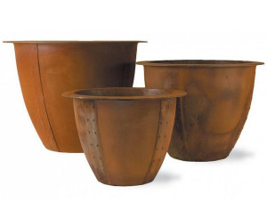Norman Corten Fibreglass Lightweight Round Small Planter Pot Outdoor D50 H36 cm, 71L