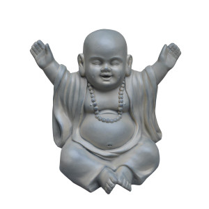 IDEALIST | Laughing Baby Monk Moss Washed Indoor and Outdoor Statue by Idealist Lite L35.5 W25.5 H31.5 cm