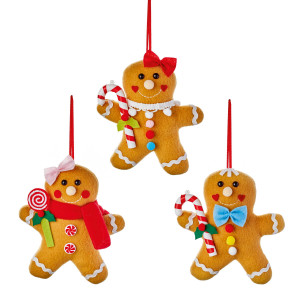 Christmas Tree Decor Gingerbread Men, Set of 3, Brown, H15 cm by Premier Decorations