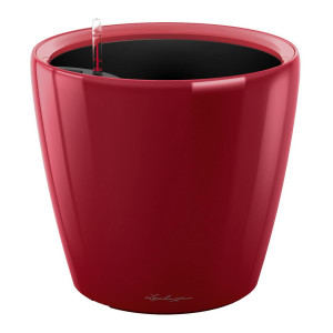 LECHUZA CLASSICO 43 LS Red High-gloss Poly Resin Floor Self-watering Planter with Substrate and Water Level Indicator D43 H40 cm, 58L