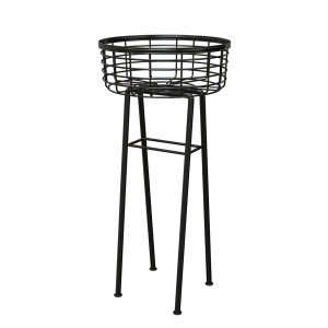 Modern Farmhouse Wire Basket Plant Stand Indoor & Outdoor, Black, H60 cm