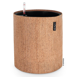 LECHUZA TRENDCOVER 32 Cork Light Natural Floor Self-watering Planter with Substrate and Water Level Indicator D32 H33 cm, 13L