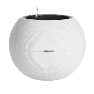 LECHUZA PURO Color 50 White Poly Resin Floor Self-watering Planter with Substrate and Water Level Indicator D50 H39 cm, 13L