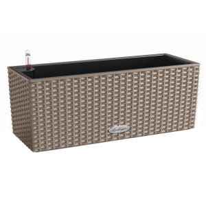 LECHUZA BALCONERA Cottage 50 Sand Brown Self-watering Window Box Plant Pot with Substrate and Water Level Indicator H19 L50 W19 cm, 8L