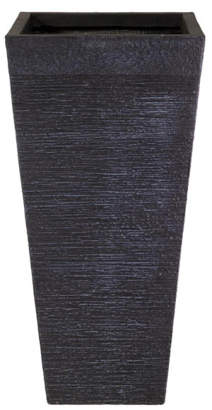 IDEALIST | Ribbed Black Light Concrete Garden Tall Planter, Outdoor Plant Pot with Tapered Shape by IDEALIST Lite H66 L32 W32 cm, 68L