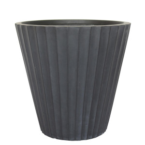 IDEALIST | Vintage Black Ribbed Garden Round Garden Planter Vase, Outdoor Plant Pot by Idealist Lite D37 H35 cm, 37L