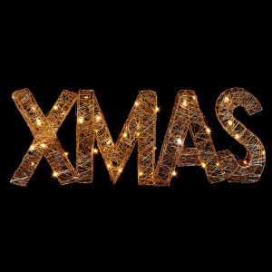 Christmas Gold Lit Letters XMAS with 40 Warm White LEDs, L69 cm by Premier Decorations
