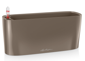 LECHUZA DELTA 10 Taupe Poly Resin Table Self-watering Planter with Substrate and Water Level Indicator H13 L30 W11 cm, 4L