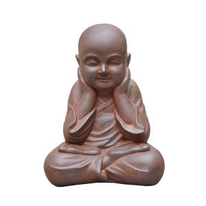 IDEALIST | Sitting Baby Monk Rusty Indoor and Outdoor Statue by Idealist Lite L29.5 W23.5 H39 cm