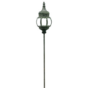 Silver Metal Garden Stake Lantern by Minster, H135 cm