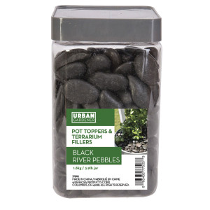 Plant Pot Toppers Stones Black River Pebbles, 2.2 kg