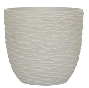 IDEALIST | Wave Style Beige Egg Garden Round Planter, Outdoor Plant Pot by Idealist Lite D28 H26 cm, 16L