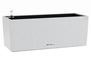 LECHUZA BALCONERA Stone 50 Quartz White Window Box Self-watering Planter with Substrate and Water Level Indicator H19 L50 W19 cm, 8.01L