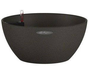 LECHUZA CUBETO Stone 40 Graphite Black Poly Resin Table Self-watering Planter with Substrate and Water Level Indicator D40 H18 cm, 22.6L