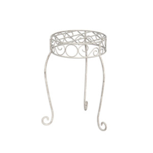 French Country Scroll Plant Stand Indoor & Outdoor, White, H40 cm, D23 cm