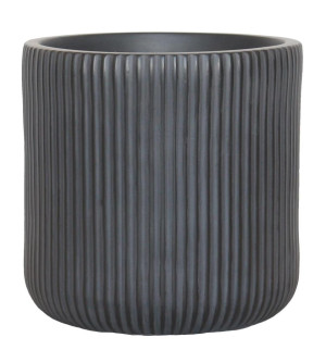 Ribbed Black Round Outdoor Planter by Idealist Lite D45 H45 cm, 71.6L