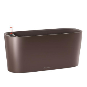 LECHUZA DELTA 20 Coffee Poly Resin Table Self-watering Planter with Substrate and Water Level Indicator H18 L40 W15 cm, 11L