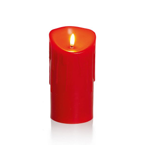 Christmas FLICKABRIGHT LED Melted Edge Candle with Timer, Indoor, Battery Operated, Red, D9 cm H18 cm by Premier Decorations