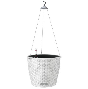 LECHUZA NIDO Cottage 28 White Self-watering Hanging Planter Plant Pot with Substrate and Water Level Indicator D27 H23 cm, 13L