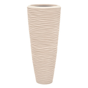Composits Polystone Partner Seaside Round Tall Cream Large D50 H120 cm Indoor Planter Pot, 236L (with Liner)