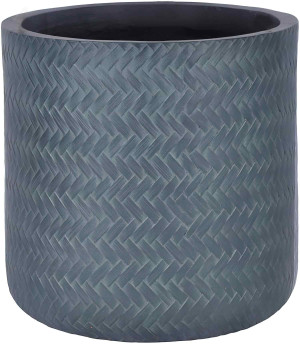 Plaited Style Green Grey Cylinder Planter Table, Round Indoor Plant Pot by Idealist Lite Also Can Be Used as Hanging Planter D24 H24 cm, 10.9L