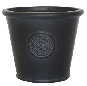 IDEALIST | Rustic Style Rolled Rim Black Wide Garden Round Garden Planter Vase, Outdoor Plant Pot by Idealist Lite D30.5 H26 cm, 19L