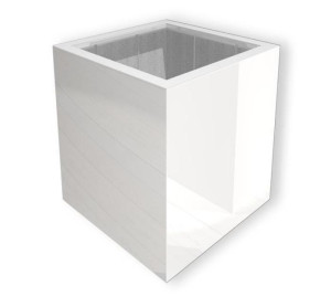 IDEALIST | Glossy Outdoor Fiberglass Square Natural Grey Planter W40 H40 L40 cm, 64L