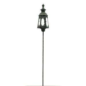 Cone Metal Ornament Garden Stake Dark Silver Lantern by Minster