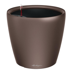 LECHUZA CLASSICO 21 LS Espresso Poly Resin Table Self-watering Planter with Substrate and Water Level Indicator D21 H20 cm, 7L