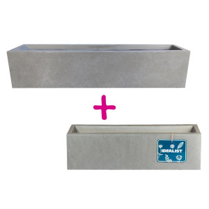 IDEALIST | Set of two IDEALIST Lite Window Box Light Concrete Grey Planters: L60 W17 H17.5 cm, 18 litres Cap + L80 W17 H17.5 cm, 24 litres Cap
