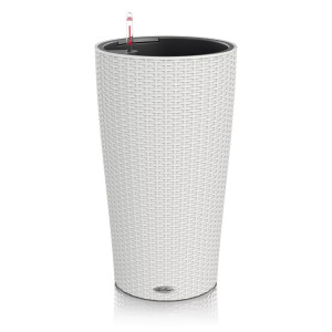 LECHUZA CILINDRO Cottage 32 Light Grey Poly Resin Floor Self-watering Planter with Substrate and Water Level Indicator D32 H56 cm, 13L