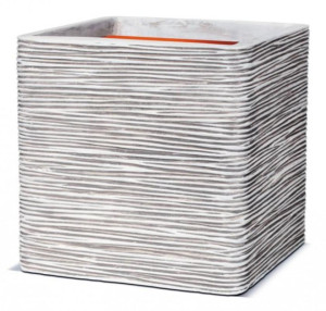 Square Resin White Planter by Cadix Capi Tutch Ribbed L40 W40 H40 cm Large, 64L